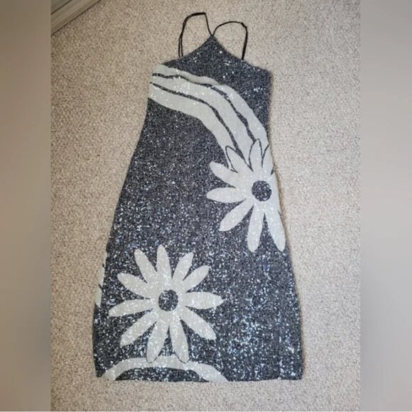 Farm Rio Halter Sequin Column Midi Dress size L - Picture 8 of 10